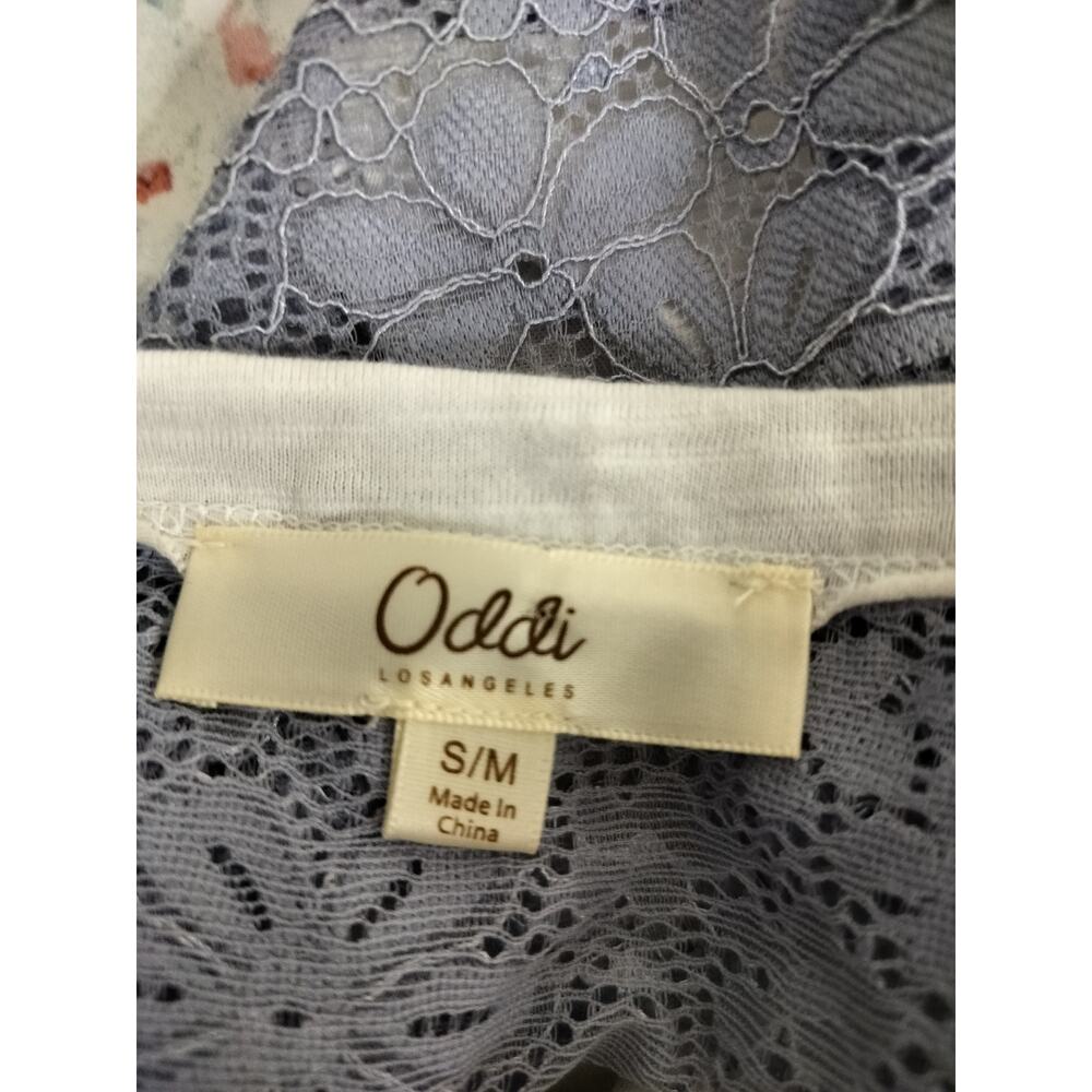 5261) Oddi Heart Lace Batwing Patchwork Boho Spring Floral Lace Oversize Top S/M - Picture 8 of 9